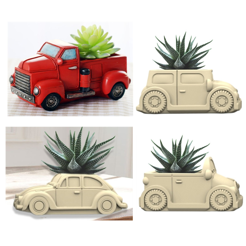 Echeveria Succulent - 3D 자동차 다육 식물 화분 송진
